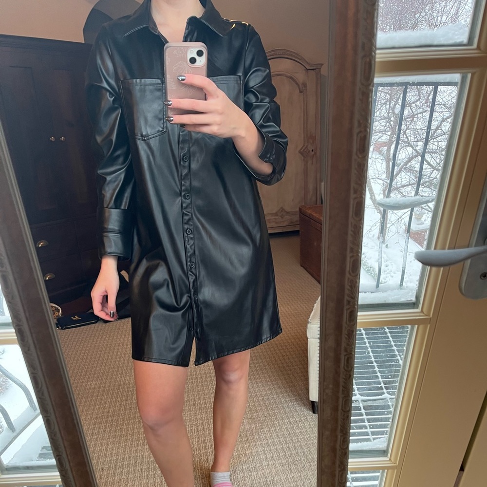 leather shirt dress size medium
